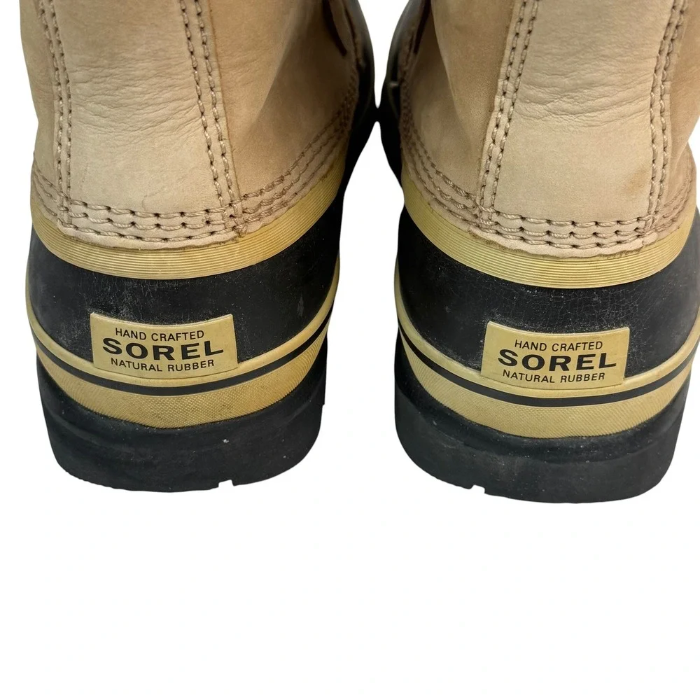 Sorel Caribou‎ Womens Waterproof Snow Boots Buff Tan Black NL1005-280 Size 9